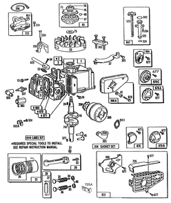 Cylinder,mufflers,piston Grp Diagram and Parts List for 110702-0207-XX  Briggs and Stratton Engine